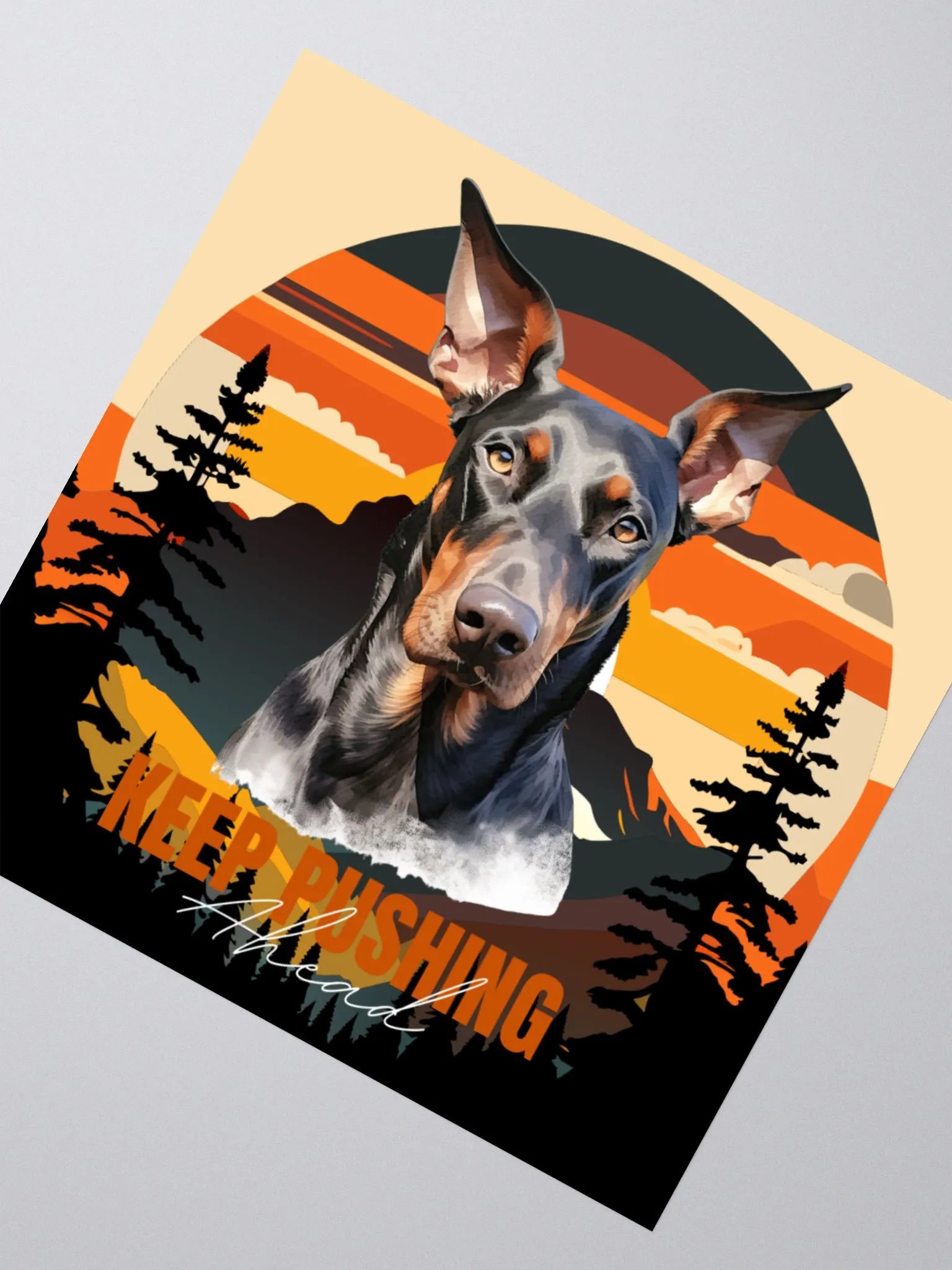 Keep Pushing Ahead Doberman Kiss Cut Sticker product image (5)