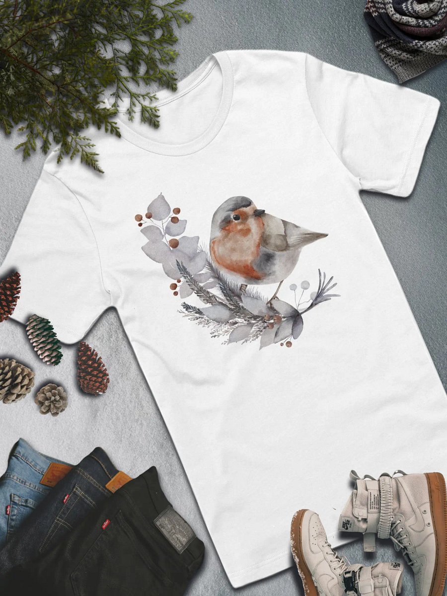 Winter Robin T-Shirt – Nature-Inspired Cozy Fashion product image (5)