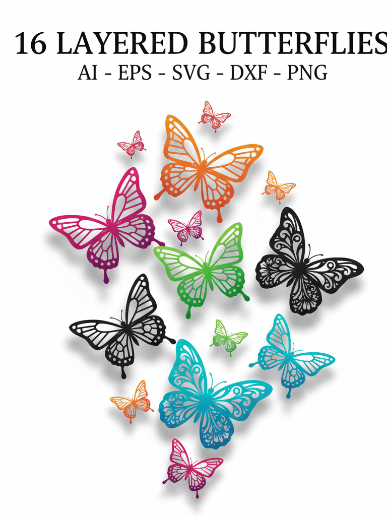 Butterfly SVG Bundle (16 Designs) | Digital Cut Files, Cricut, Silhouette, High-QualityAI,EPS,SVG Download. product image (1)