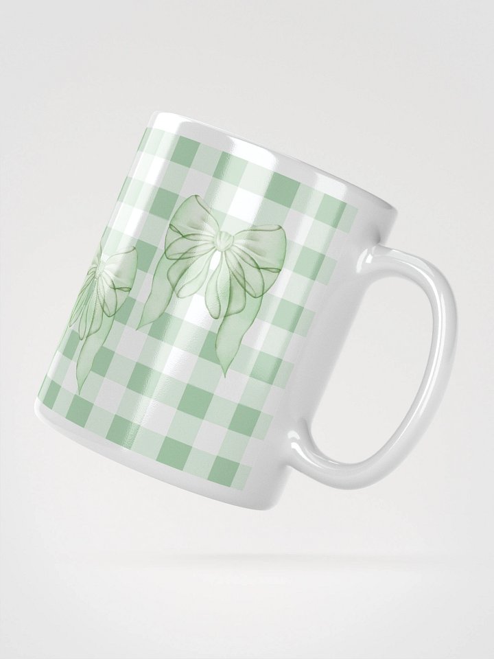 Mug Blanc Vichy Revisité - Vert Pastel - Cadeau Style Chic et Poétique product image (2)