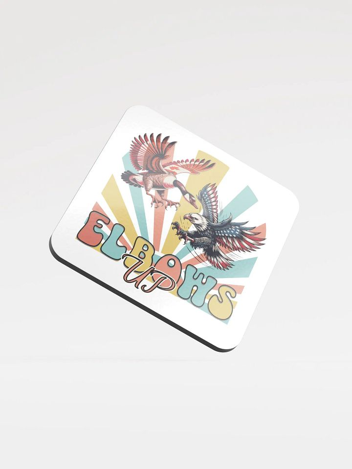 Elbows Up Canadian Goose Vs American Eagle Patriotic Glossed Cork Coaster product image (2)