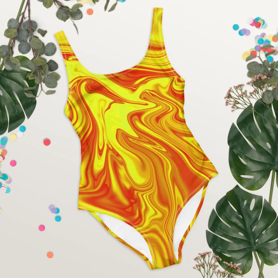 Swim Suit - Yellow and Red Digital Fluid Art product image (7)