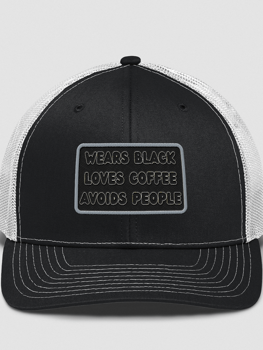 Wears Black, Loves Coffee, Avoids People Trucker Hat 🎩 product image (1)