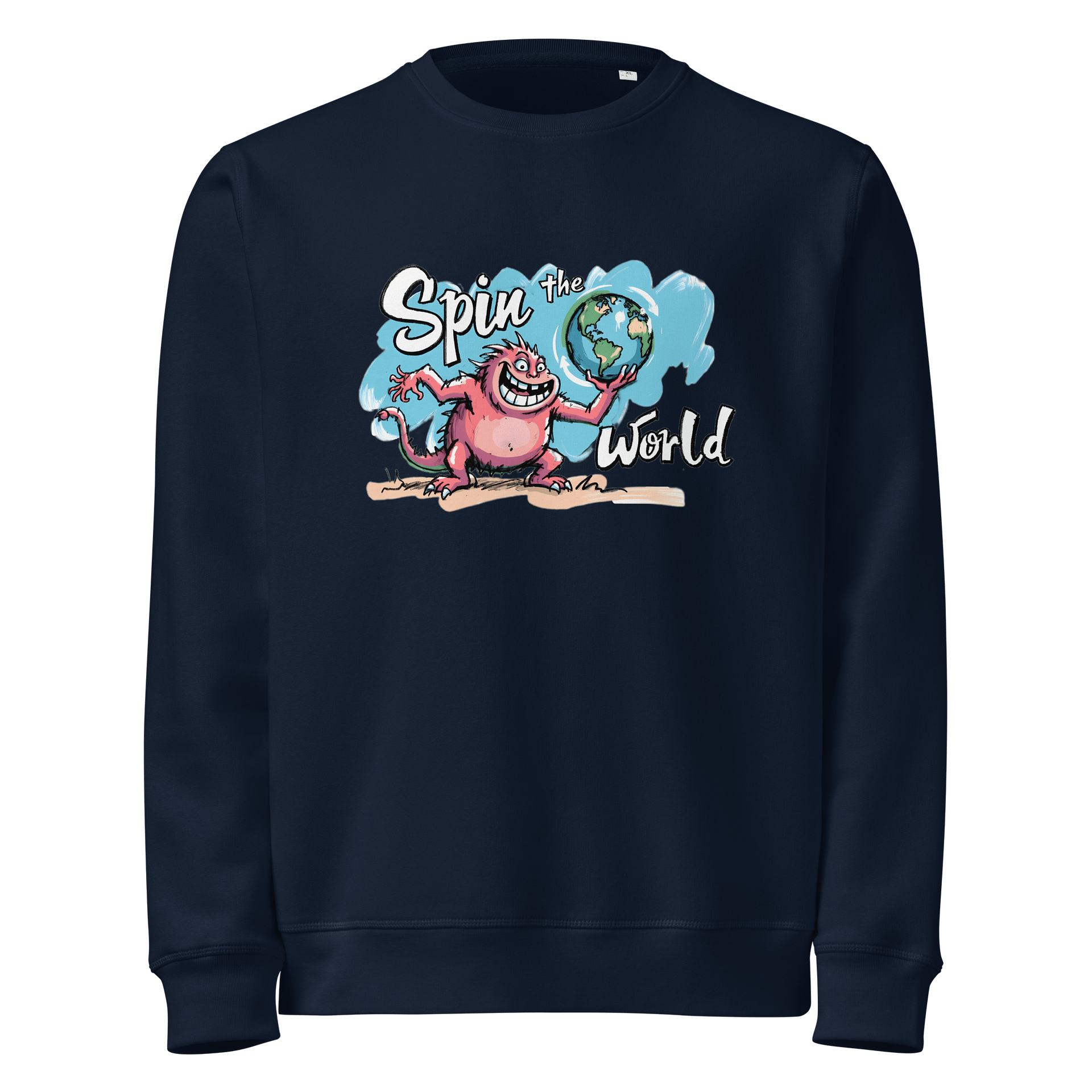 Playful Monster Spins the World: Cartoon Fun Unisex Sweat Shirt product image (1)