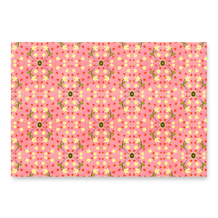 Hearts and Flowers Pink Wrapping Paper product image (2)