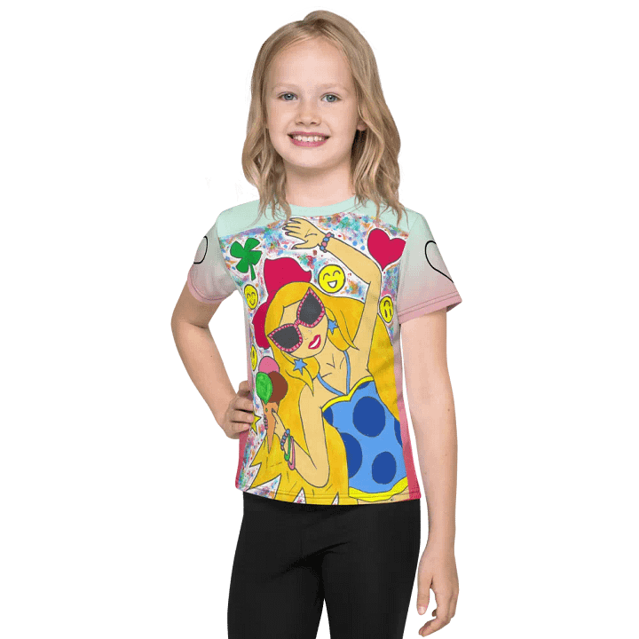 Girl with the ice cream (art by Dina R.) tempera painting picture - Kids Crew Neck T-Shirt product image (1)