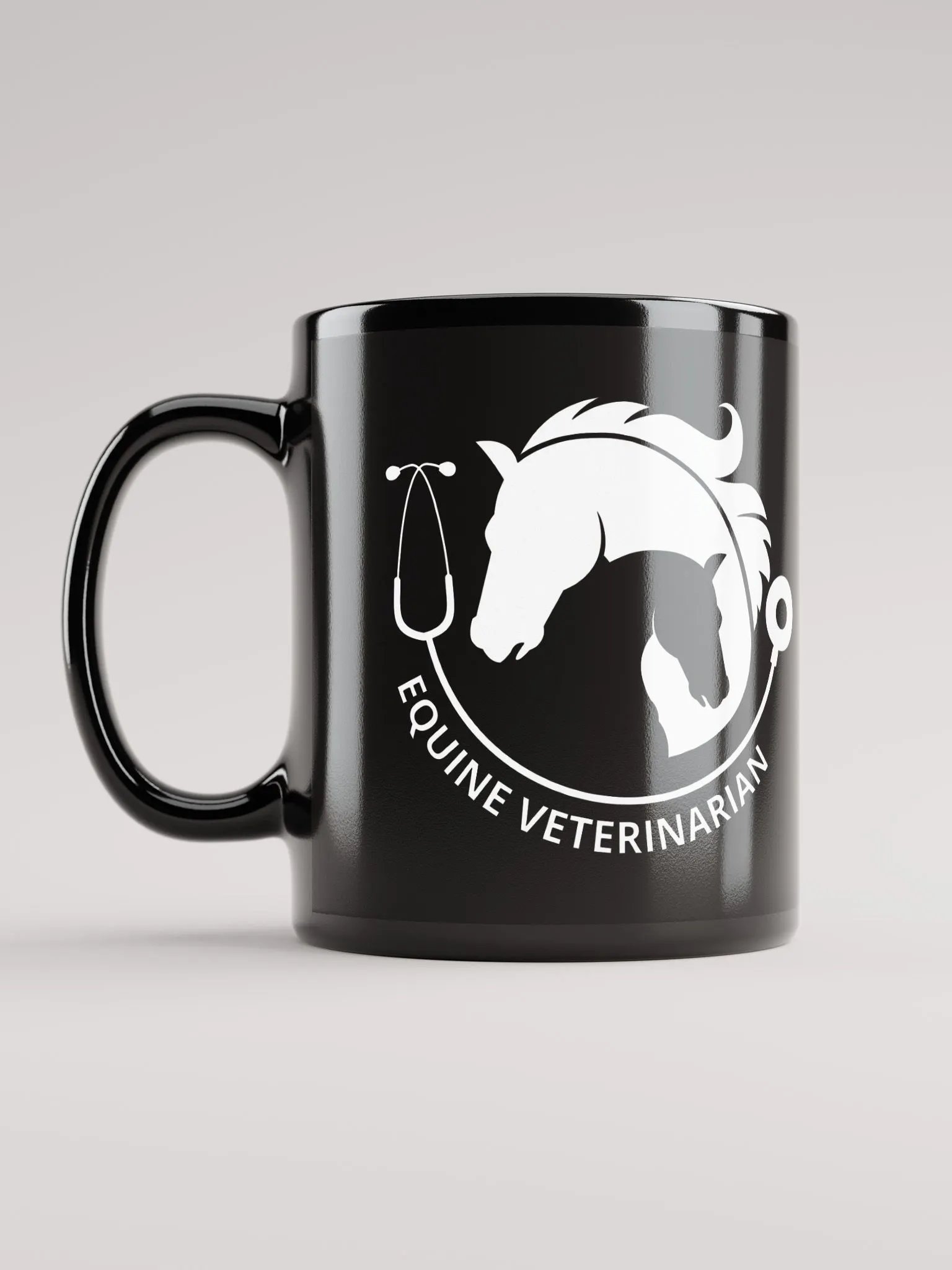 "Equine veterinarian" black glossy mug product image (6)
