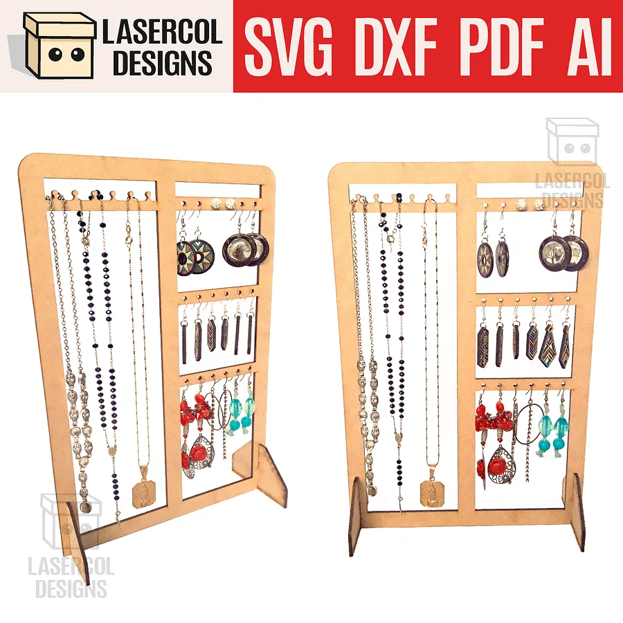 Earring Necklace Holder Stand - Laser Cut Files product image (1)