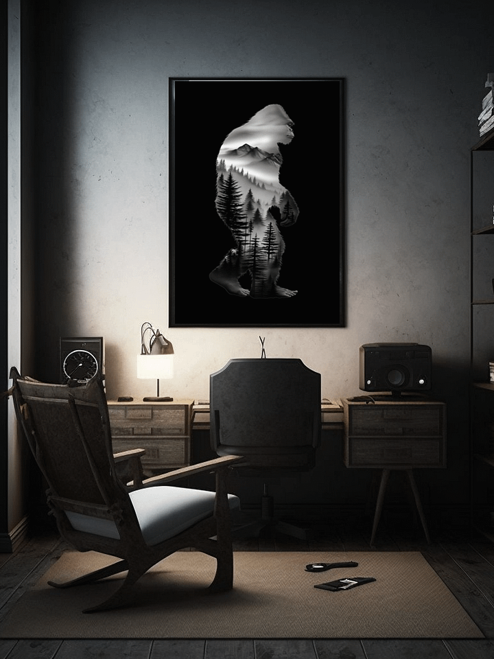 Sasquatch Silhouette Framed Matte Wall Art Canvas product image (2)