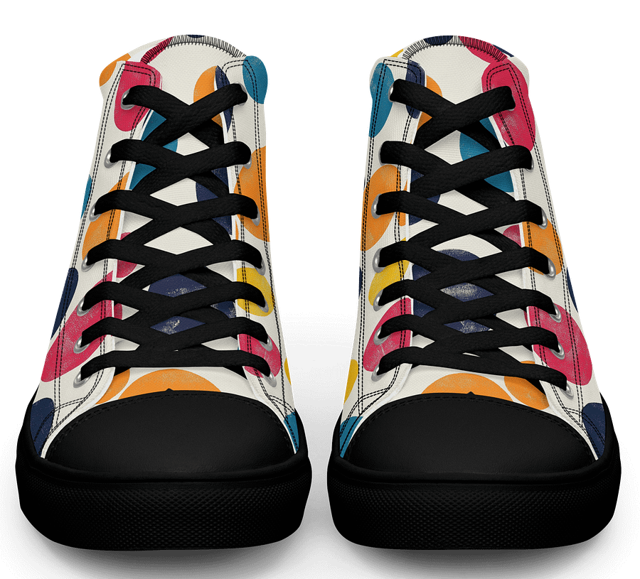 Polka Dot Illusion Vintage Retro Men's High Top Canvas Shoes product image (2)