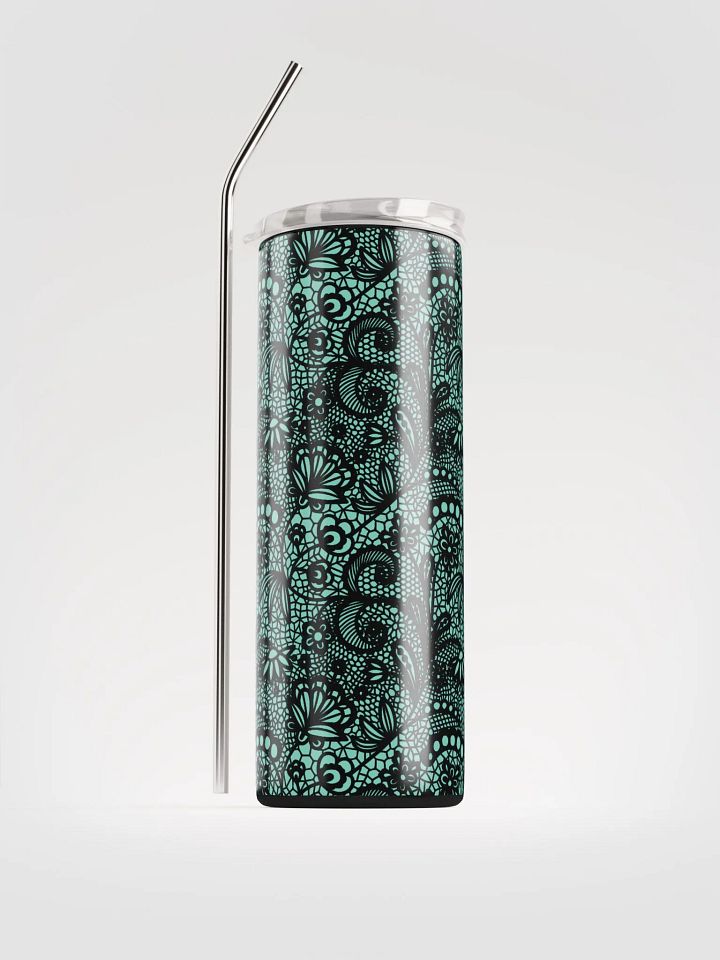 Elegant Lace-Inspired Stainless Steel Tumbler | Green & Black Design product image (1)