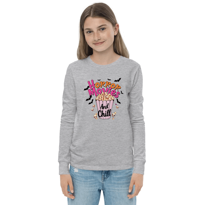 Horror Movies and Chill Popcorn Youth L/S Tee product image (1)