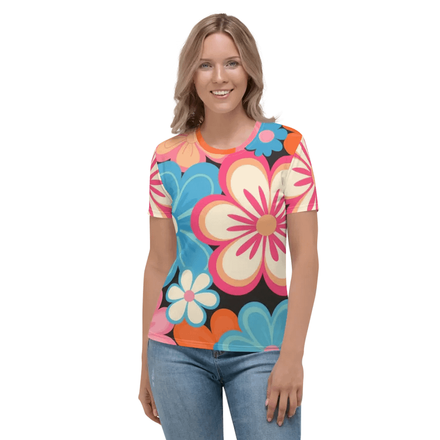 Retro Floral Fantasy All-Over Print Tee product image (9)