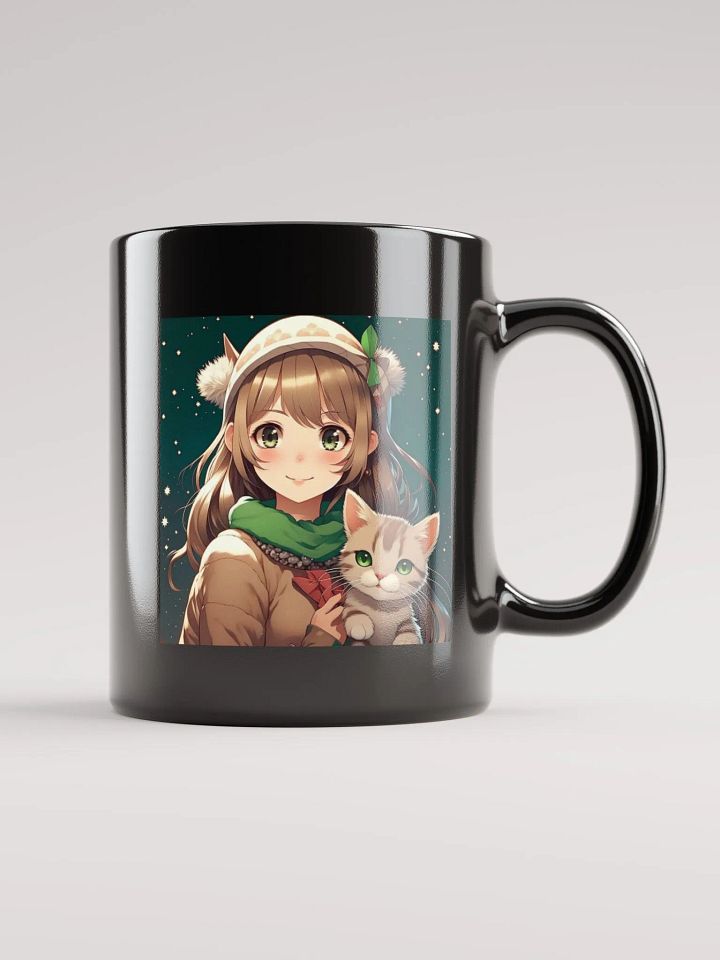 Cute Anime Girl with Christmas Kitten product image (1)
