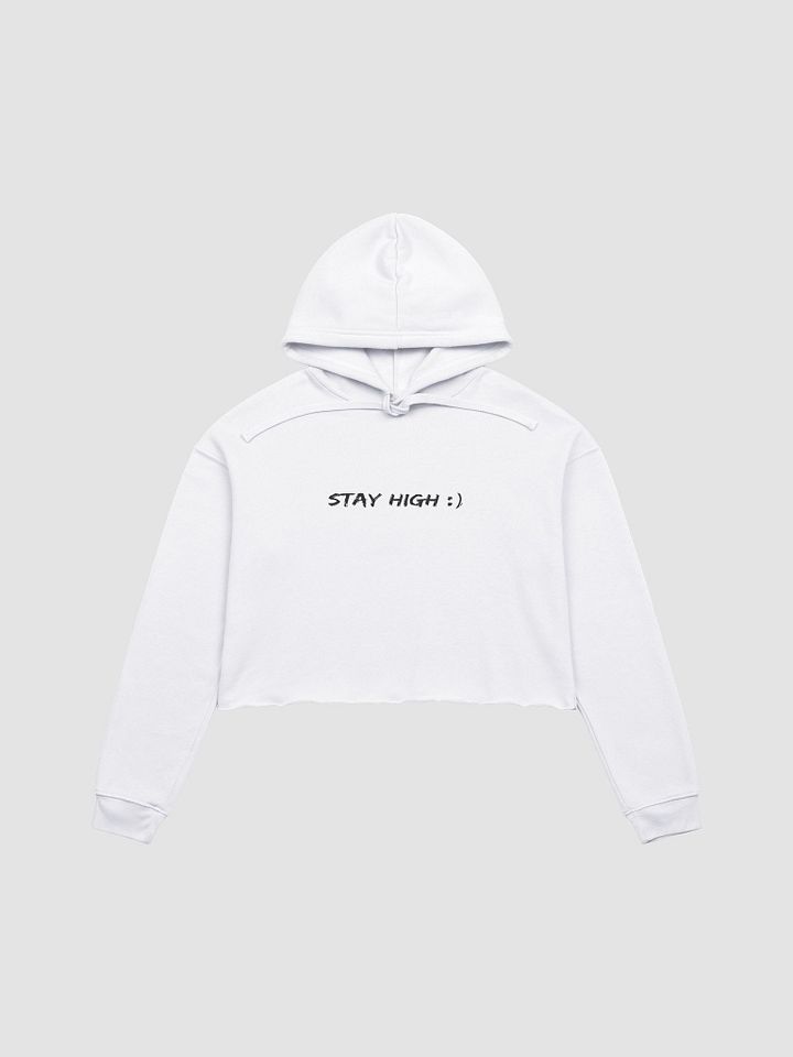 White Stay High Fleece Crop Hoodie product image (1)