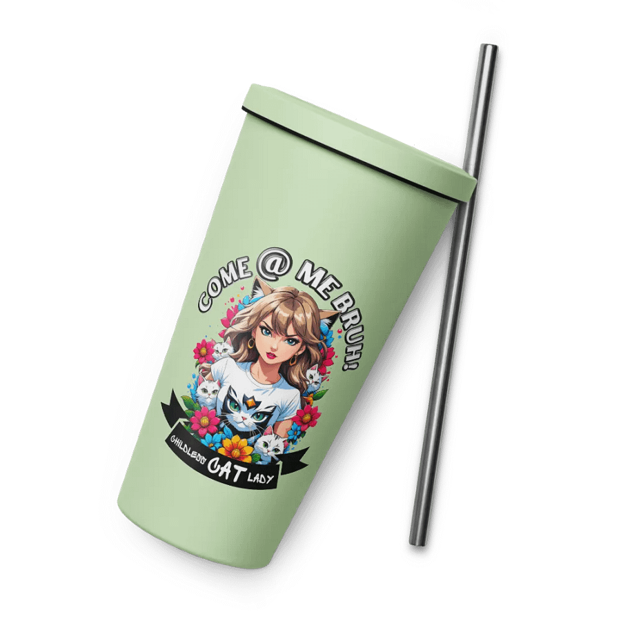 Childless Cat Lady 20 oz Tumbler Cup - Mint - Insulated Tumbler with a Straw product image (8)