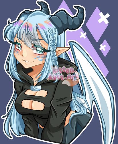 .
2/4 of my art trades! This one is for @oxwhiterabbitxo of their dragon girl OC! I love her so much and I was so excited to ...
