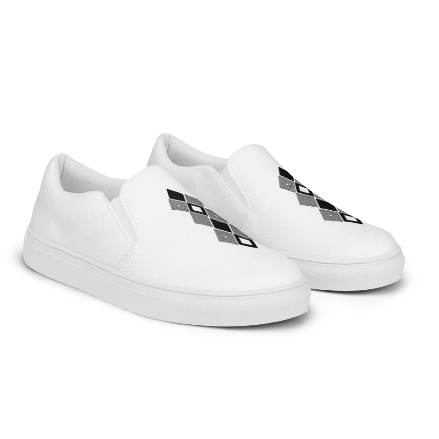 Black and white triangle design Men's Slip-On Canvas Shoes product image (5)