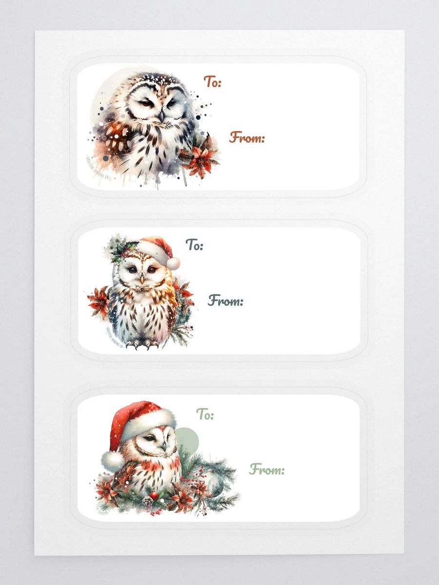 Holiday Owl Gift Labels - Set of 3 product image (3)