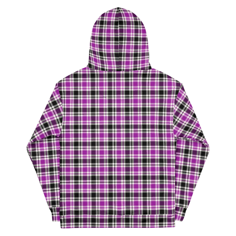 Purple, Black & White Plaid Hoodie product image (7)