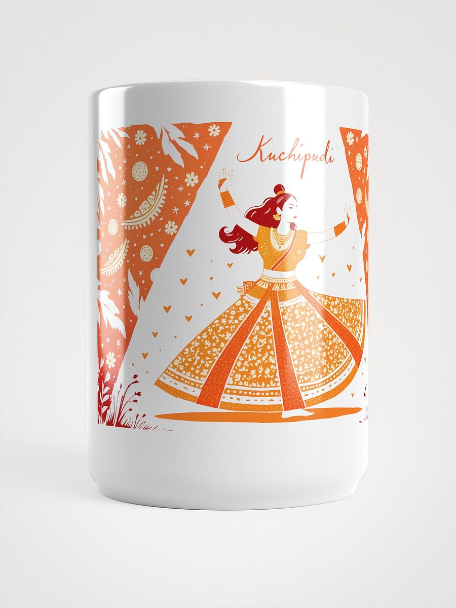 Elegant Kuchipudi Performance | Orange-Hued Art Glossy Mug Print product image (5)