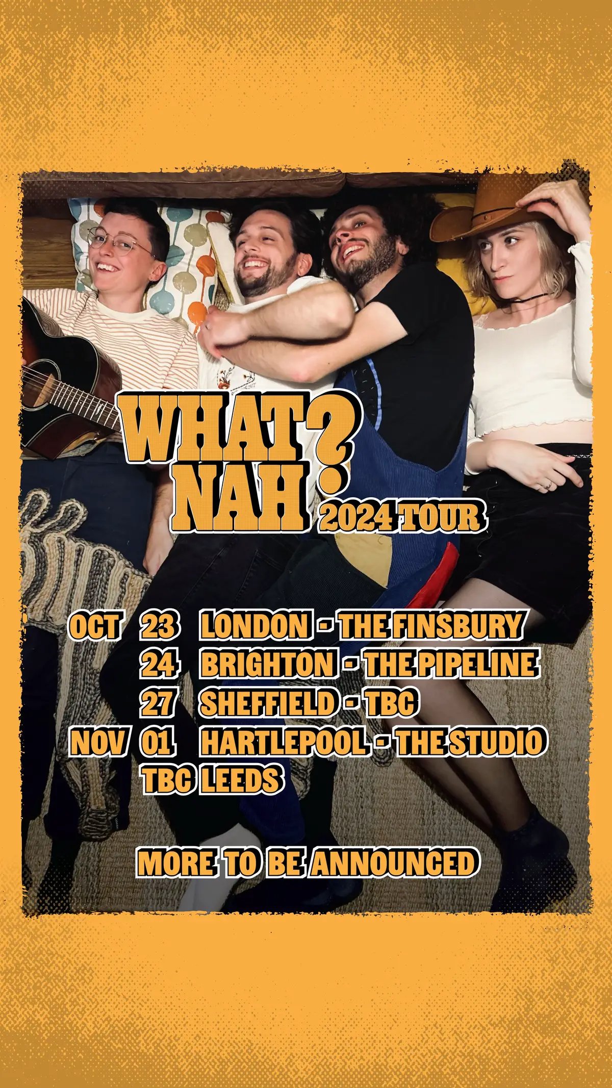 We’re hitting the road again!! We are yet to confirm a few details for some of our locations but for now, we’re kicking off our tour with @infireworksmusic in London, with the incredible @adamznaidi supporting Tickets are available here: https://linktr.ee/whatnah? Can’t wait to see you all 😘 #whatnah #leedsband #mathrock #ukmathrock #ukband #uktour #music #london #londongigs #brightongigs #brighton #sheffield #sheffieldgigs #leeds #leedsgigs #hartlepool #hartlepoolgigs #fyp #foryou