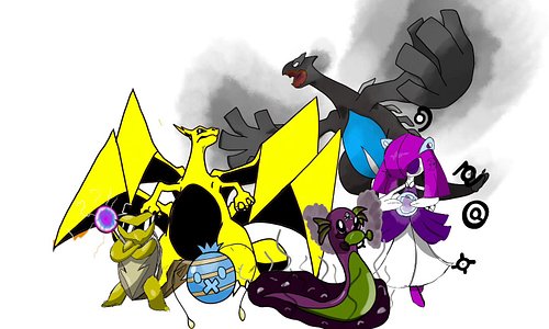 Squad

Electric type Charizard, Electric type Squirtle, Water type Drifloon, Poison type Dratini, Psychic type Kirlia, and FI...