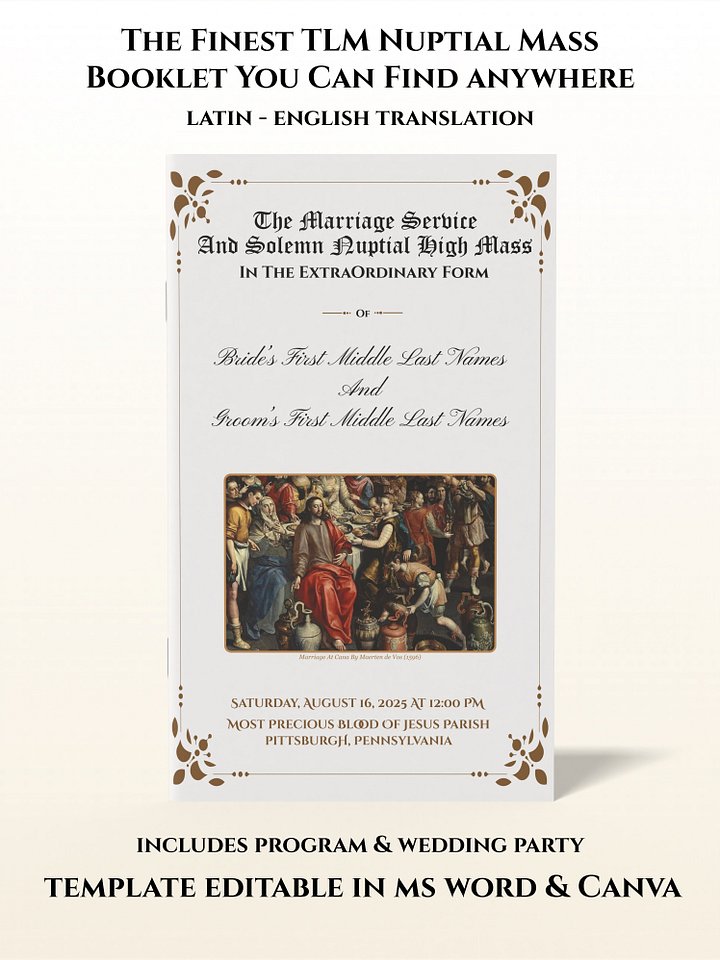 Catholic Wedding Program Booklet for Nuptial Mass in the Extra-Ordinary Form product image (1)