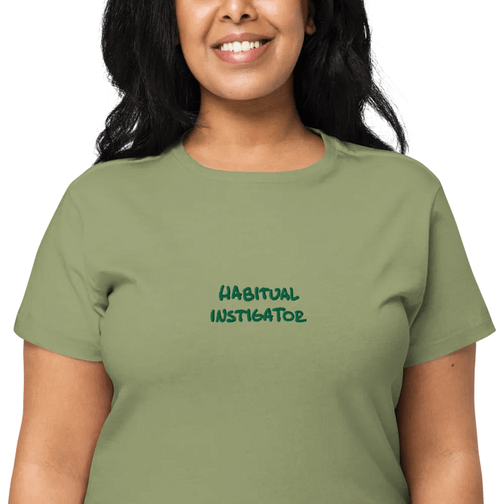 HABITUAL INSTIGATOR (monochrome green) embroidered waist length t-shirt product image (2)