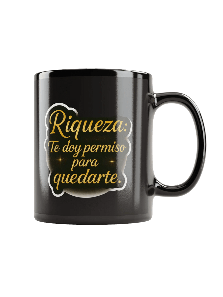 Taza Negra Brillante con Afirmación de Riqueza product image (1)