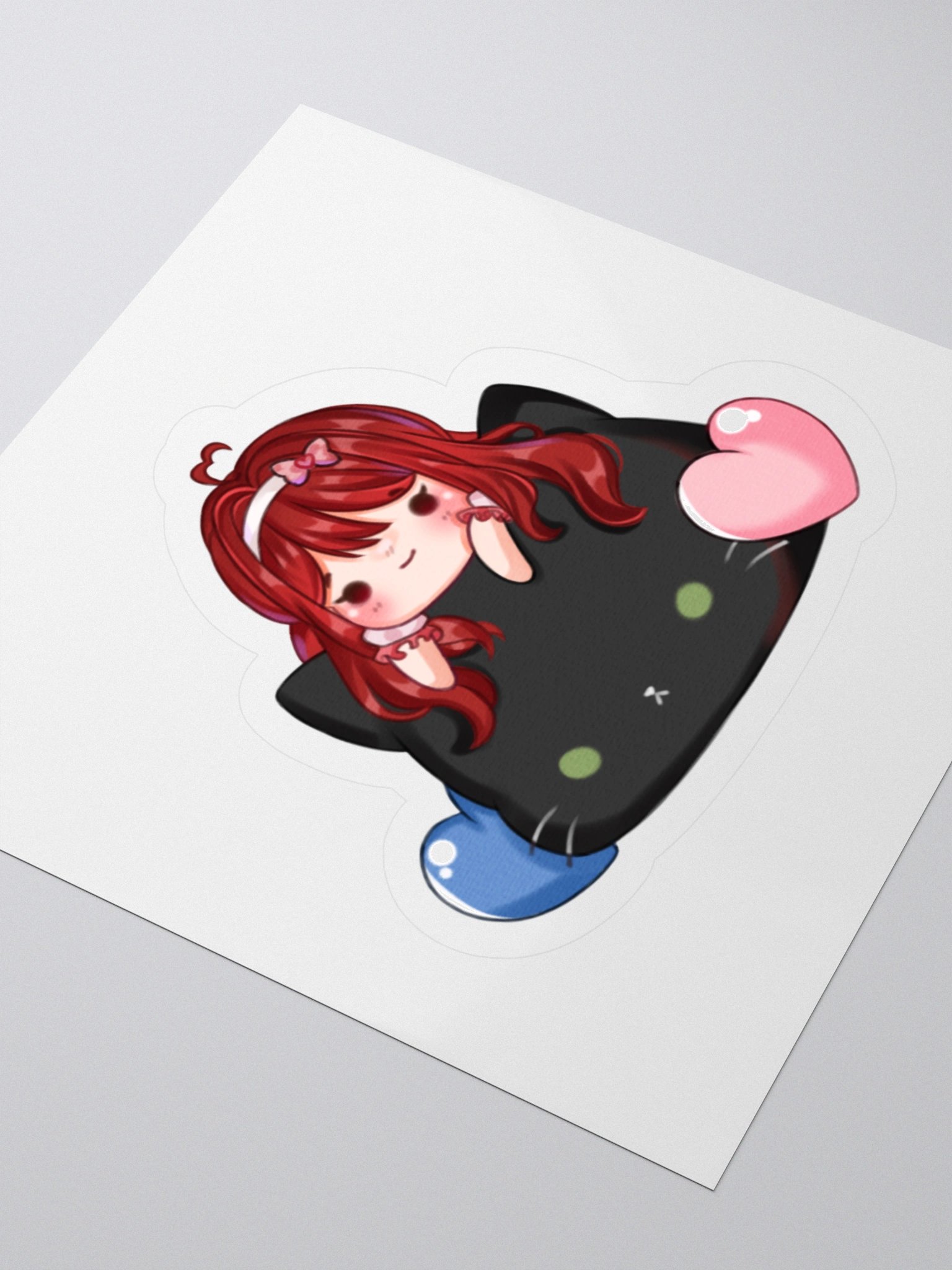 Blue & Pink Heart Cat Sticker product image (9)