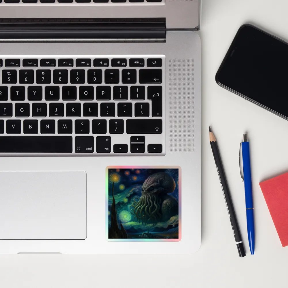 Starry Nights with Realistic Cthulhu Holo Sticker product image (12)