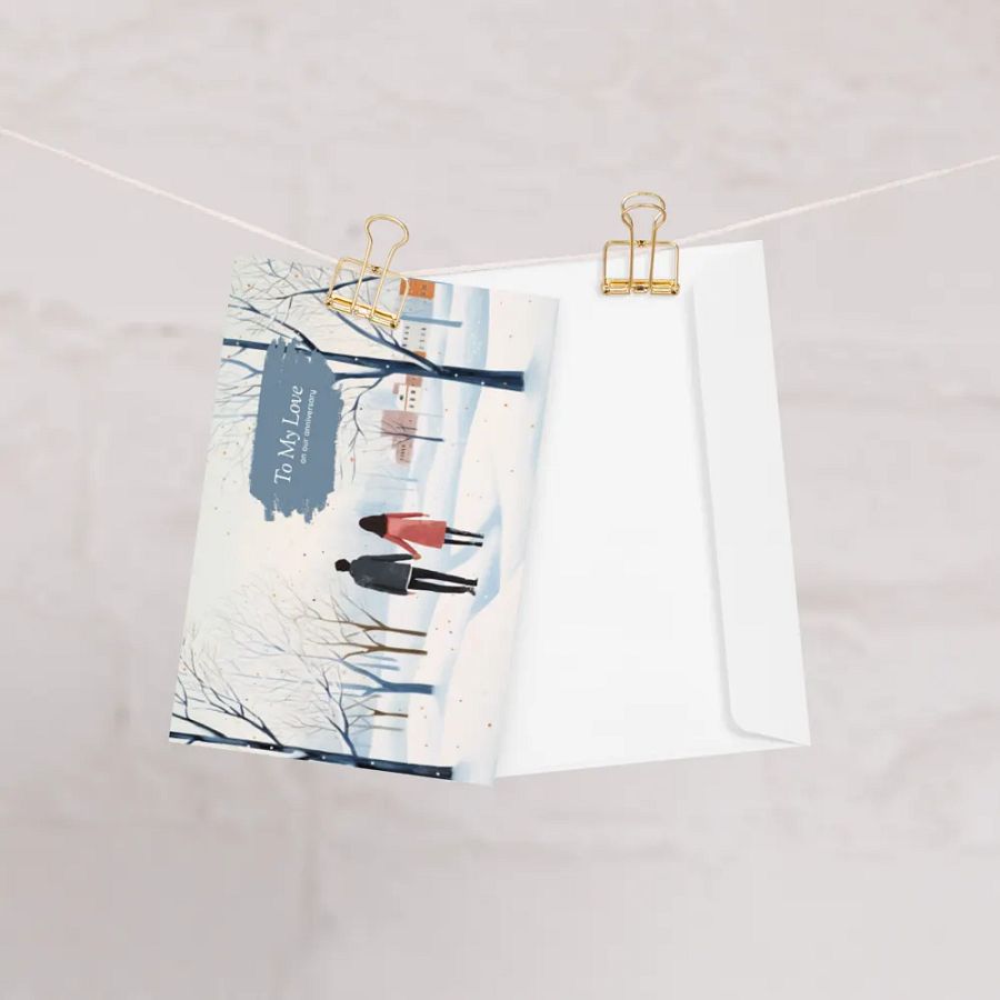 Snowy Anniversary Stroll Greeting Card product image (1)