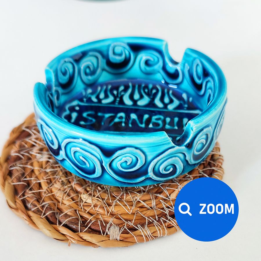 Small ceramic turquoise ashtray (small, 8 cm) — handmade pottery, handmade ceramic, home decor, handmade gift, Turkish ceramic product image (6)