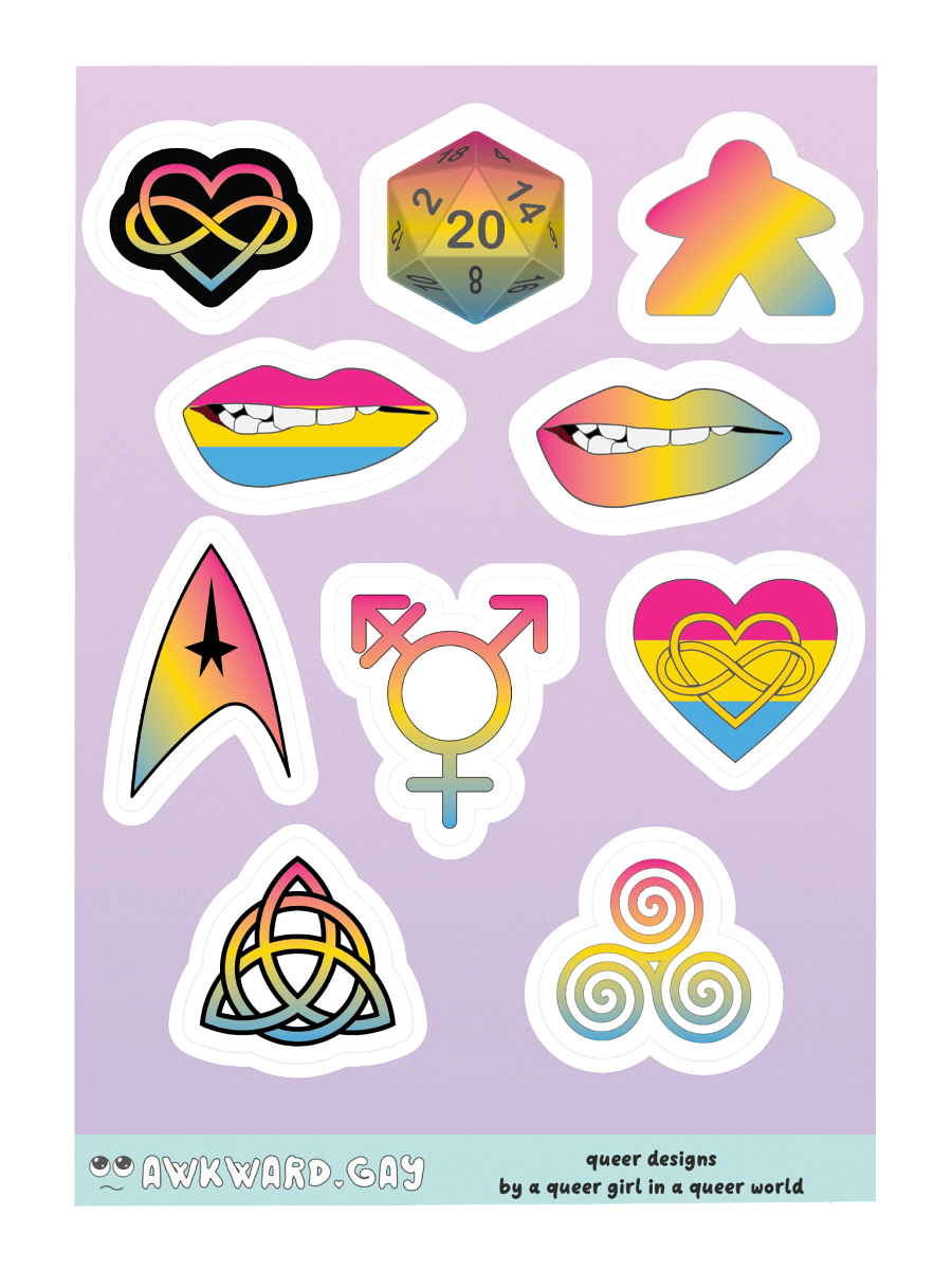 Pansexual Pride Mixed Designs Sticker Sheet product image (3)