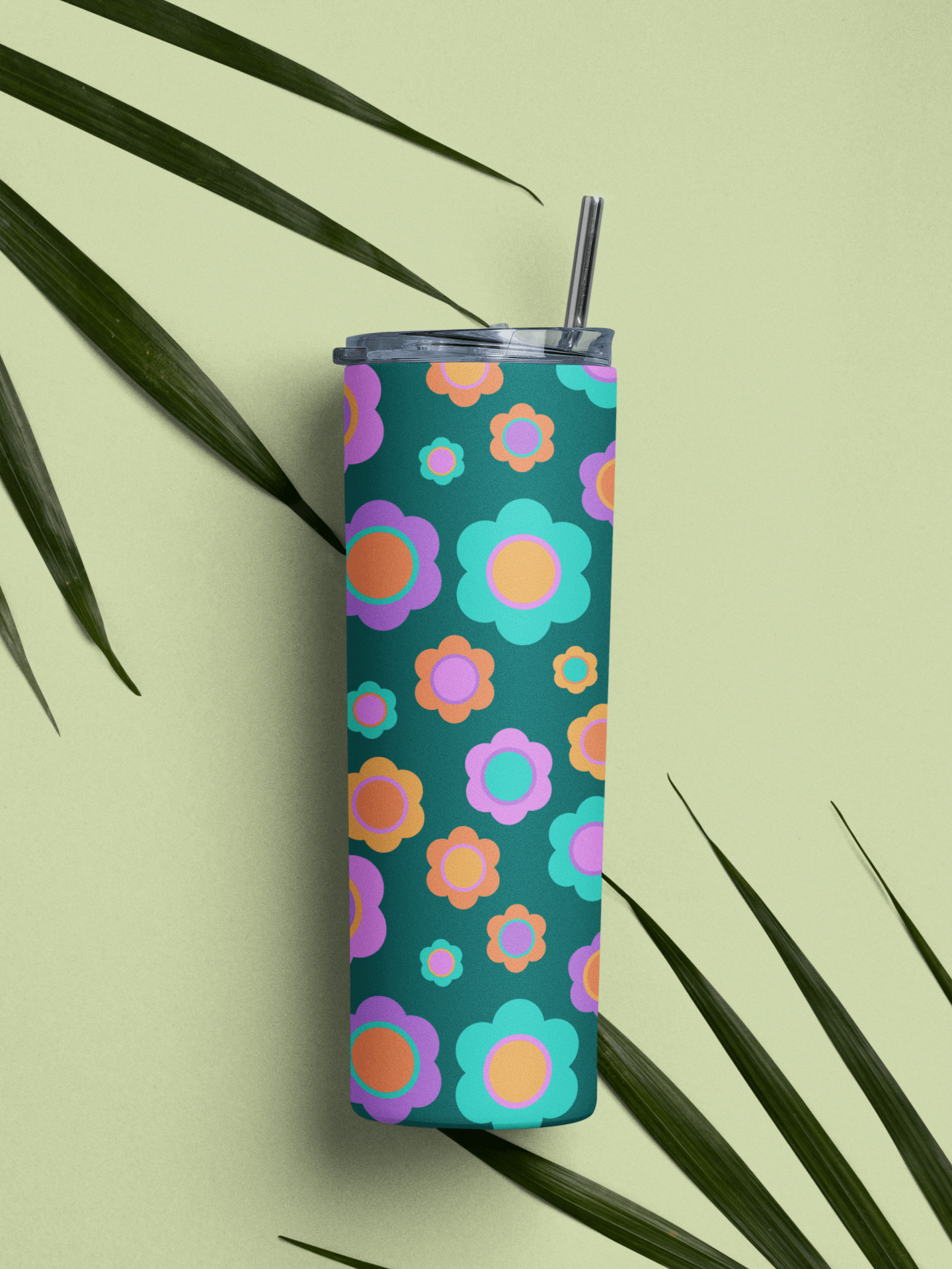 Party Time! Retro Flowers 20 oz Tumbler with Straw product image (1)