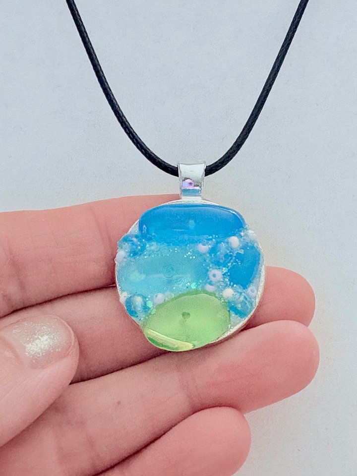 Coastal Calm Horizon Pendant Necklace | Handmade Glass Art Jewelry | Monique Faella Designs™ | MFD-00207 product image (2)