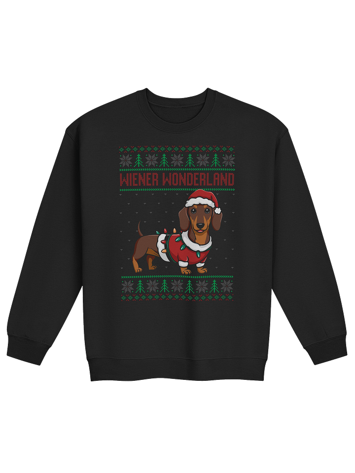 Wiener Wonderland Dachshund Christmas Sweatshirt – Cute Holiday Doxie Lights Sweater Print product image (1)