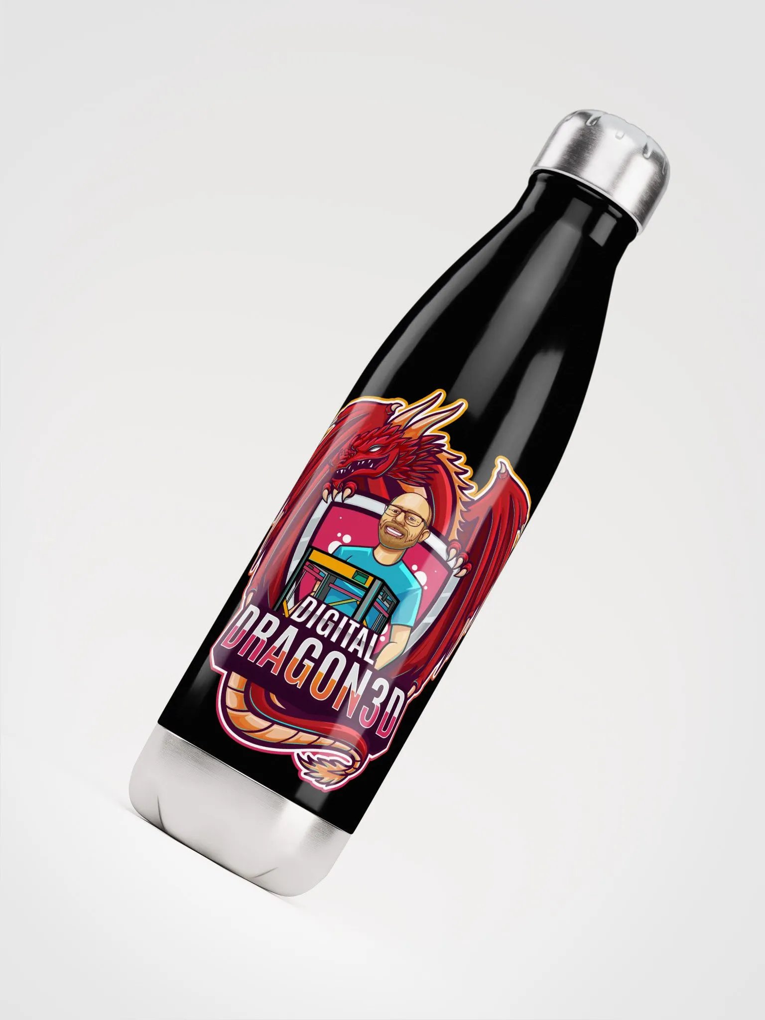 Digital Dragon 3D Water Bottle (Dark Mode) product image (4)