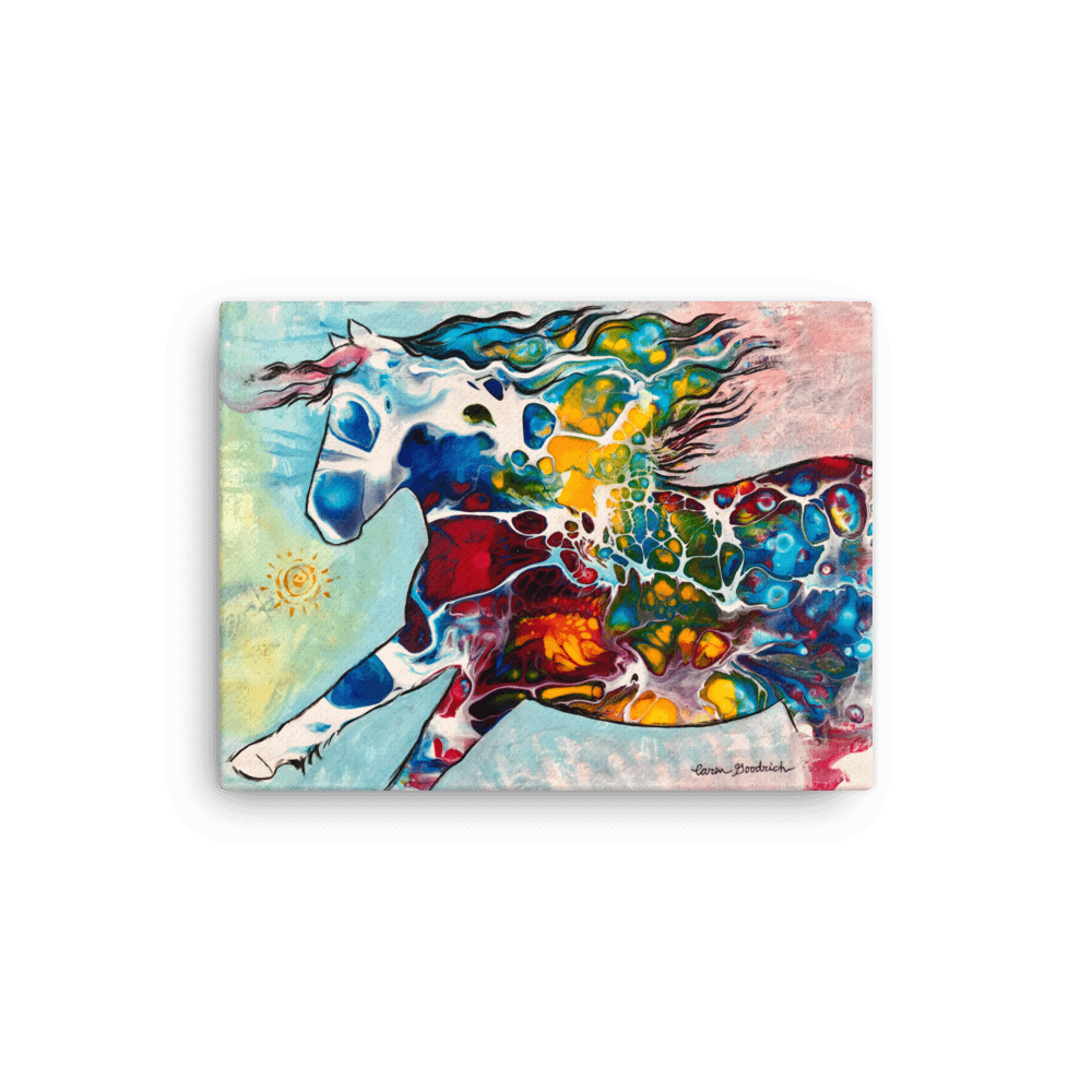 Vibrant Pour Painting Horse Canvas Print by Caren Goodrich product image (2)