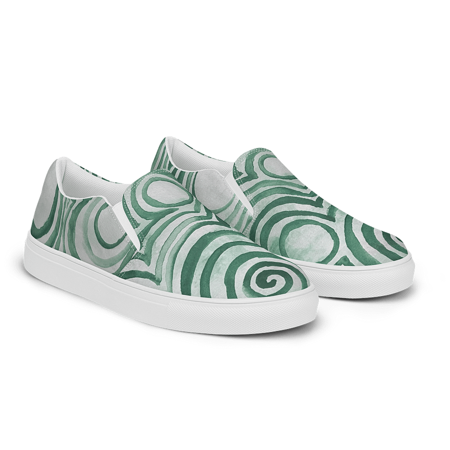"Green Swirl" Canvas Slip On Shoes (Women's) product image (2)