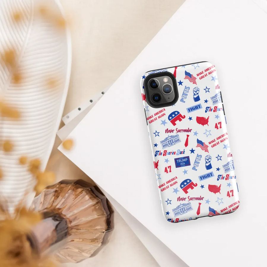 Trump 2024 Republican Patriot Make America Great Again White Pattern Phone Case for iPhone product image (5)
