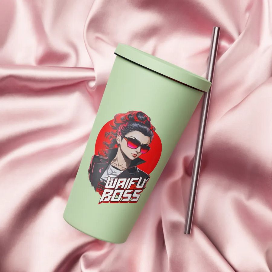 Waifu Boss 20 oz Tumbler Cup - Mint - Insulated Tumbler with a Straw v2 product image (4)