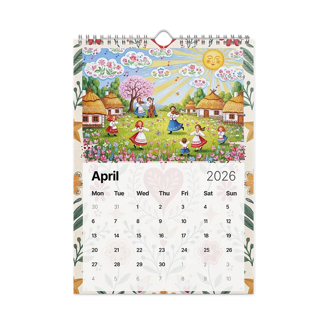 FOLK ART WALL CALENDAR 2026
