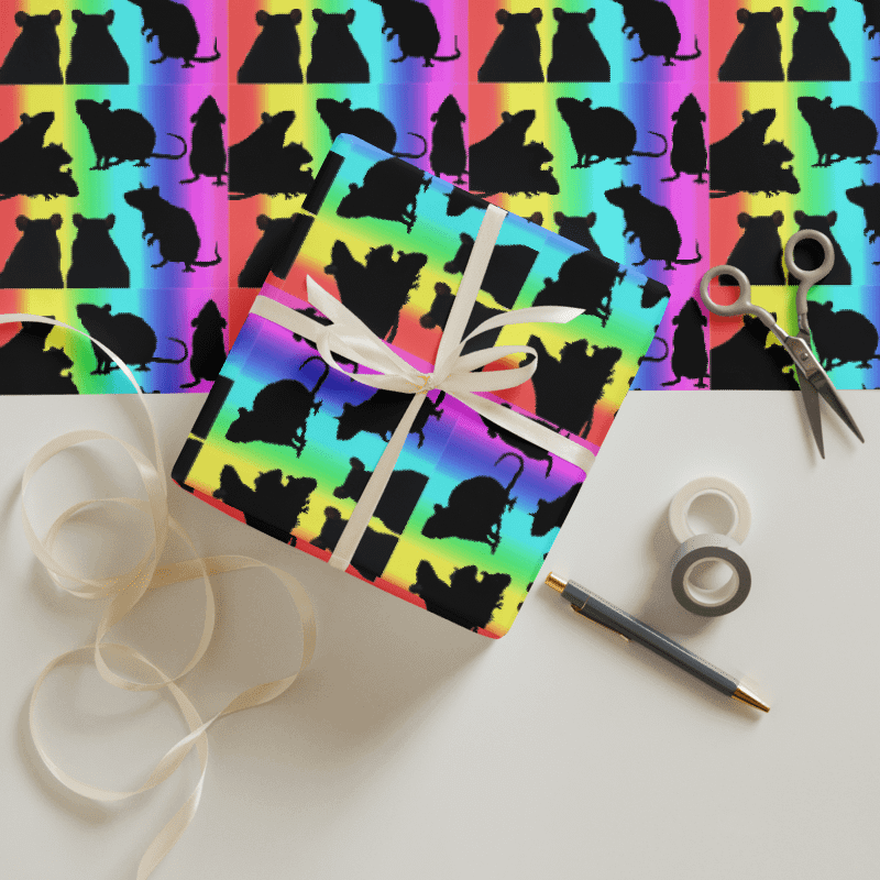 rainbow rats wrapping paper x 3 product image (3)