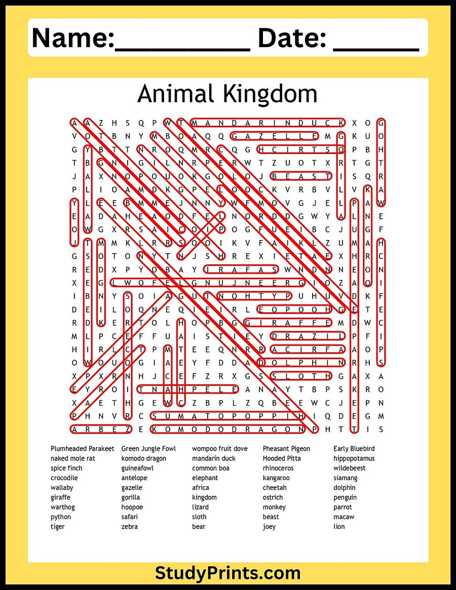 Animal Kingdom Word Search puzzle Worksheet product image (2)