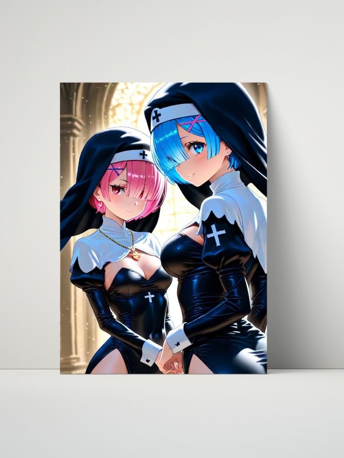 Re:Zero Rem & Ram Metal Print Collection – 8x10 Premium Wall Art – Anime Sisters & Emilia Edition product image (1)