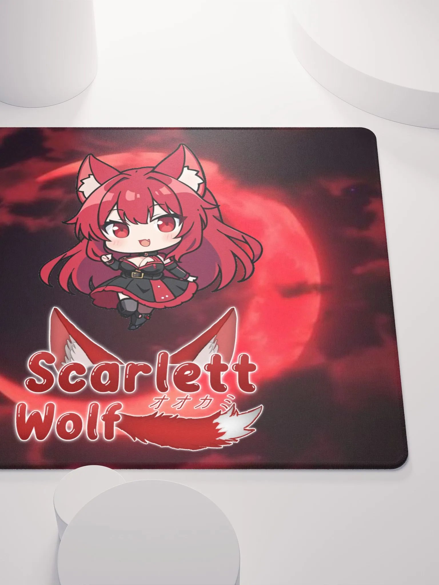 Scarlett Wolf Red Moon Gaming Mouse Pad product image (2)