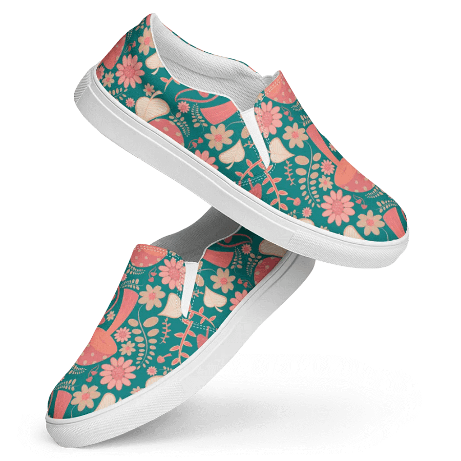 Whimsical Botanical Mushroom Bliss Slip-Ons product image (4)