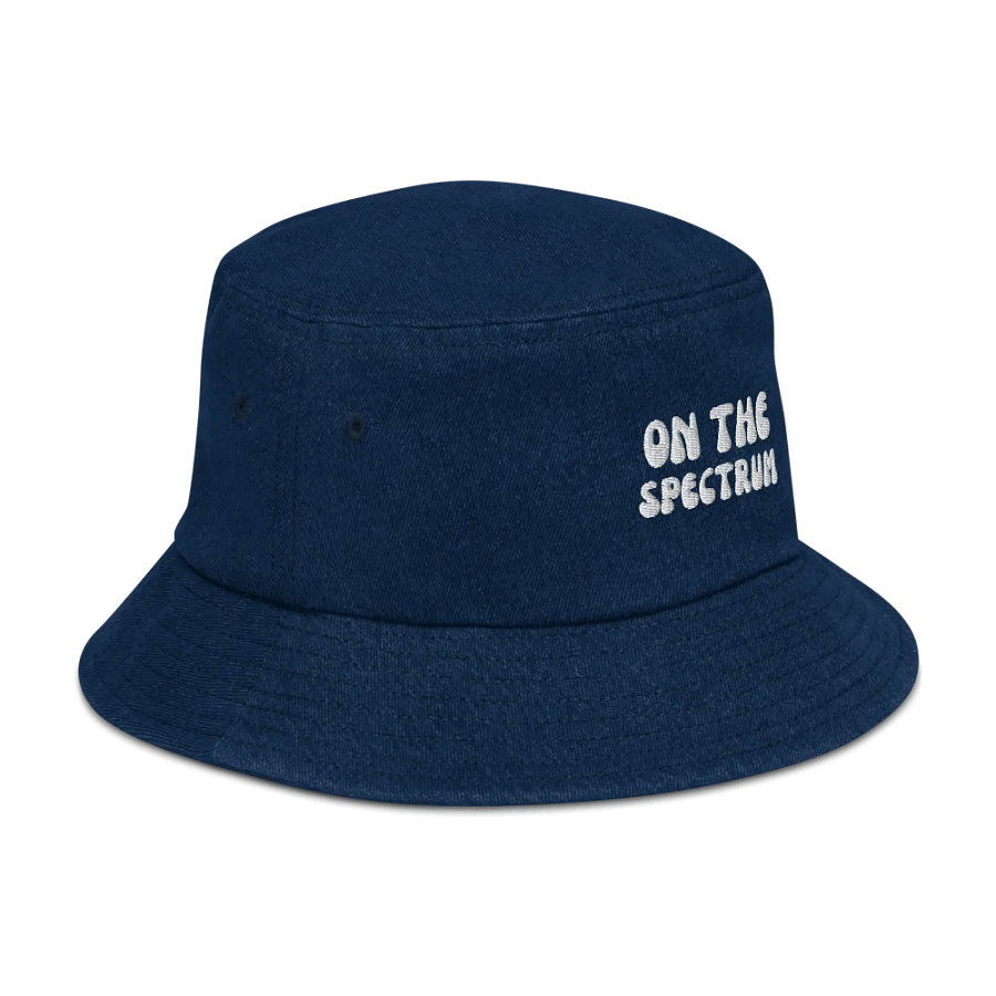 ON THE SPECTRUM (white) groovy design embroidered denim bucket hat product image (23)